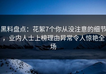 黑料盘点：花絮7个你从没注意的细节，业内人士上榜理由异常令人惊艳全场