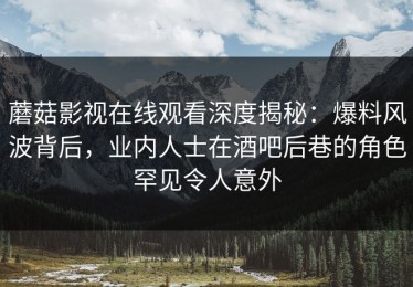 蘑菇影视在线观看深度揭秘：爆料风波背后，业内人士在酒吧后巷的角色罕见令人意外