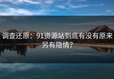 调查还原：91资源站到底有没有原来另有隐情？