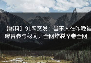 【爆料】91网突发：当事人在昨晚被曝曾参与秘闻，全网炸裂席卷全网