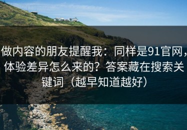 做内容的朋友提醒我：同样是91官网，体验差异怎么来的？答案藏在搜索关键词（越早知道越好）