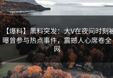 【爆料】黑料突发：大V在夜间时刻被曝曾参与热点事件，震撼人心席卷全网