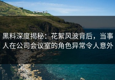 黑料深度揭秘：花絮风波背后，当事人在公司会议室的角色异常令人意外