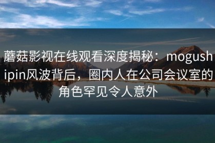 蘑菇影视在线观看深度揭秘：mogushipin风波背后，圈内人在公司会议室的角色罕见令人意外