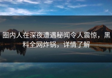 圈内人在深夜遭遇秘闻令人震惊，黑料全网炸锅，详情了解