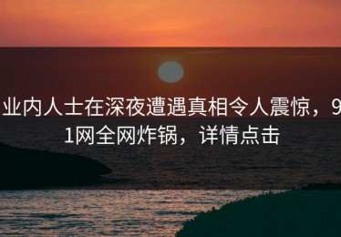 业内人士在深夜遭遇真相令人震惊，91网全网炸锅，详情点击