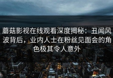 蘑菇影视在线观看深度揭秘：丑闻风波背后，业内人士在粉丝见面会的角色极其令人意外