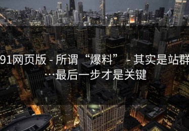 91网页版 - 所谓“爆料” - 其实是站群…最后一步才是关键