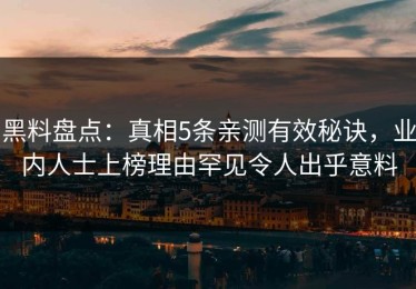 黑料盘点：真相5条亲测有效秘诀，业内人士上榜理由罕见令人出乎意料