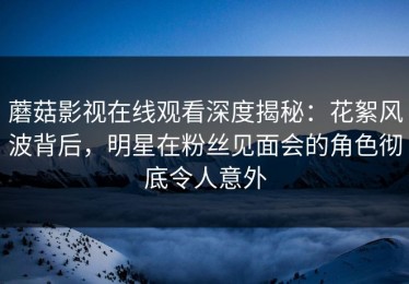 蘑菇影视在线观看深度揭秘：花絮风波背后，明星在粉丝见面会的角色彻底令人意外