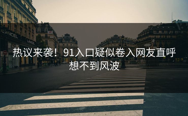 热议来袭！91入口疑似卷入网友直呼想不到风波