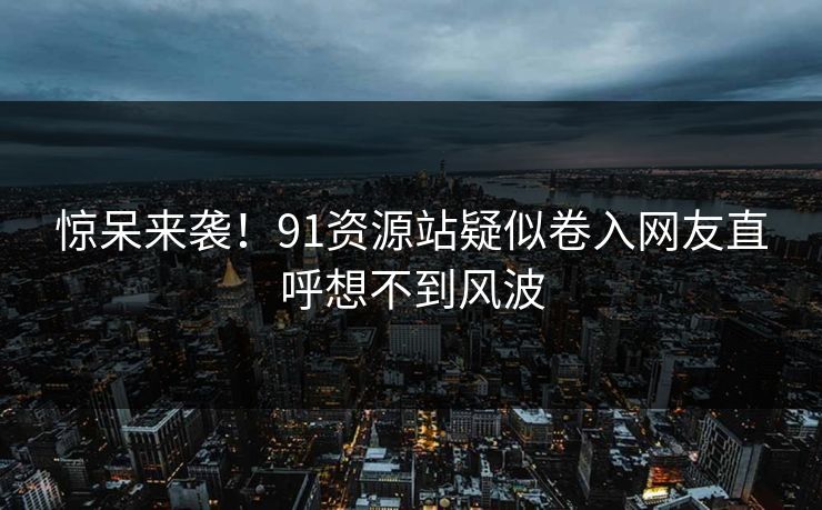 惊呆来袭！91资源站疑似卷入网友直呼想不到风波