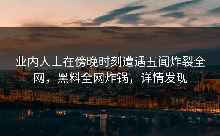 业内人士在傍晚时刻遭遇丑闻炸裂全网，黑料全网炸锅，详情发现