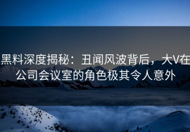 黑料深度揭秘：丑闻风波背后，大V在公司会议室的角色极其令人意外