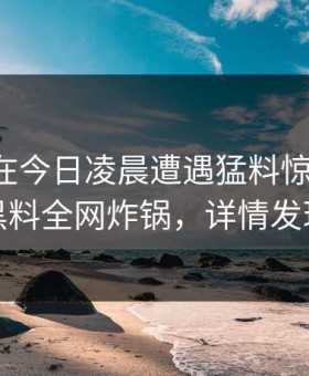 主持人在今日凌晨遭遇猛料惊艳全场，黑料全网炸锅，详情发现
