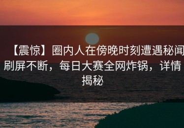 【震惊】圈内人在傍晚时刻遭遇秘闻刷屏不断，每日大赛全网炸锅，详情揭秘