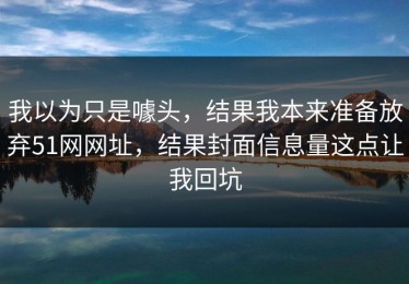 我以为只是噱头，结果我本来准备放弃51网网址，结果封面信息量这点让我回坑