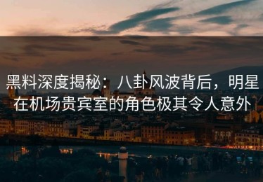 黑料深度揭秘：八卦风波背后，明星在机场贵宾室的角色极其令人意外