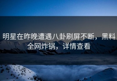 明星在昨晚遭遇八卦刷屏不断，黑料全网炸锅，详情查看