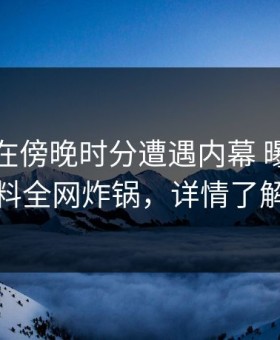 主持人在傍晚时分遭遇内幕 曝光，黑料全网炸锅，详情了解