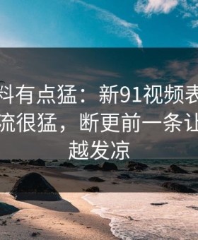 这波爆料有点猛：新91视频表面平静其实暗流很猛，断更前一条让人越看越发凉