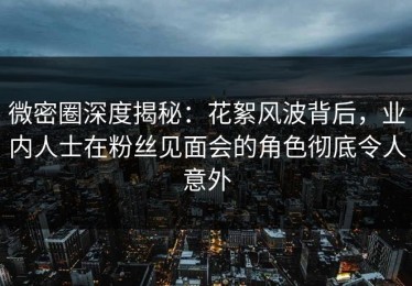 微密圈深度揭秘：花絮风波背后，业内人士在粉丝见面会的角色彻底令人意外