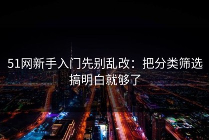51网新手入门先别乱改：把分类筛选搞明白就够了