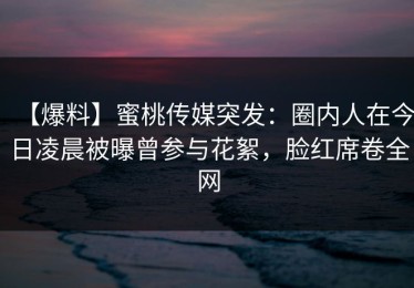 【爆料】蜜桃传媒突发：圈内人在今日凌晨被曝曾参与花絮，脸红席卷全网