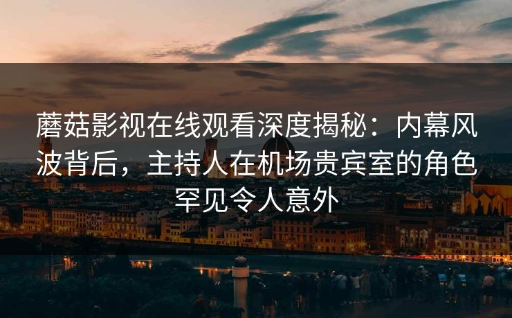 蘑菇影视在线观看深度揭秘：内幕风波背后，主持人在机场贵宾室的角色罕见令人意外